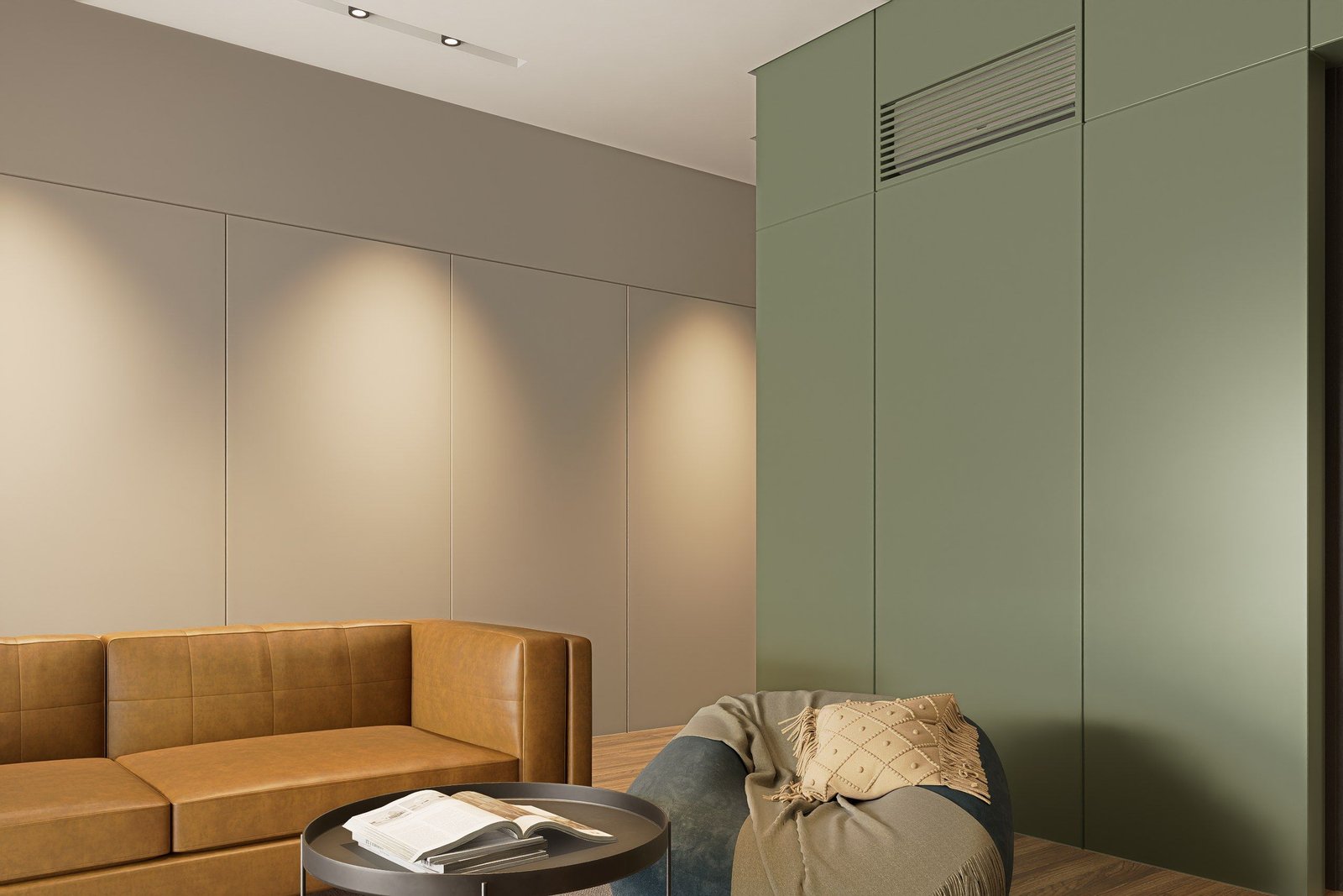 Sofa and storage wall