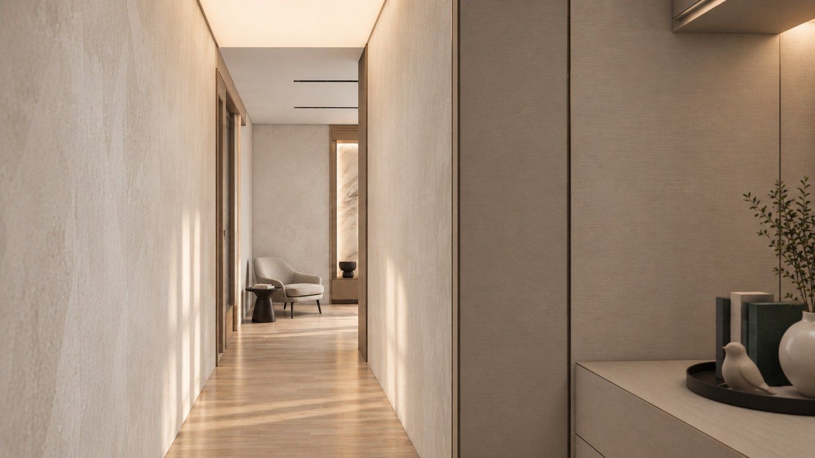 Lane House, master bedroom corridor