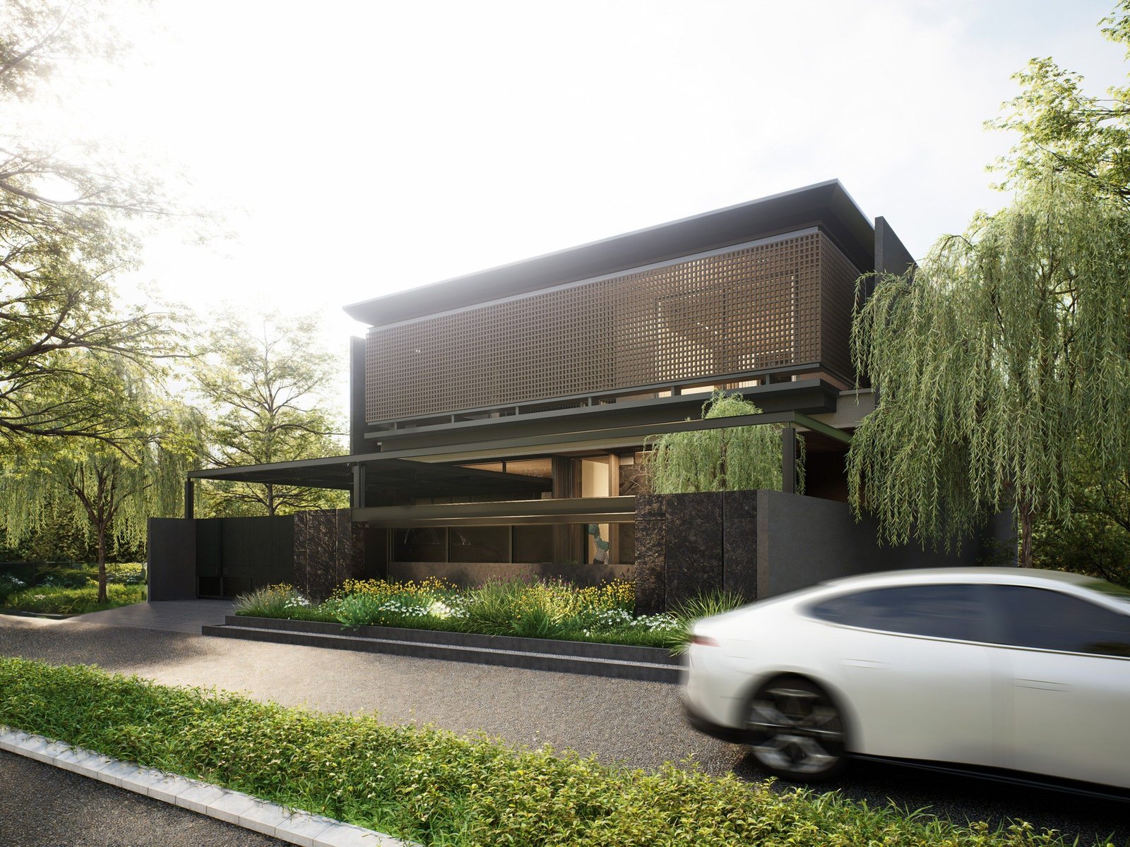 B House, street view by day