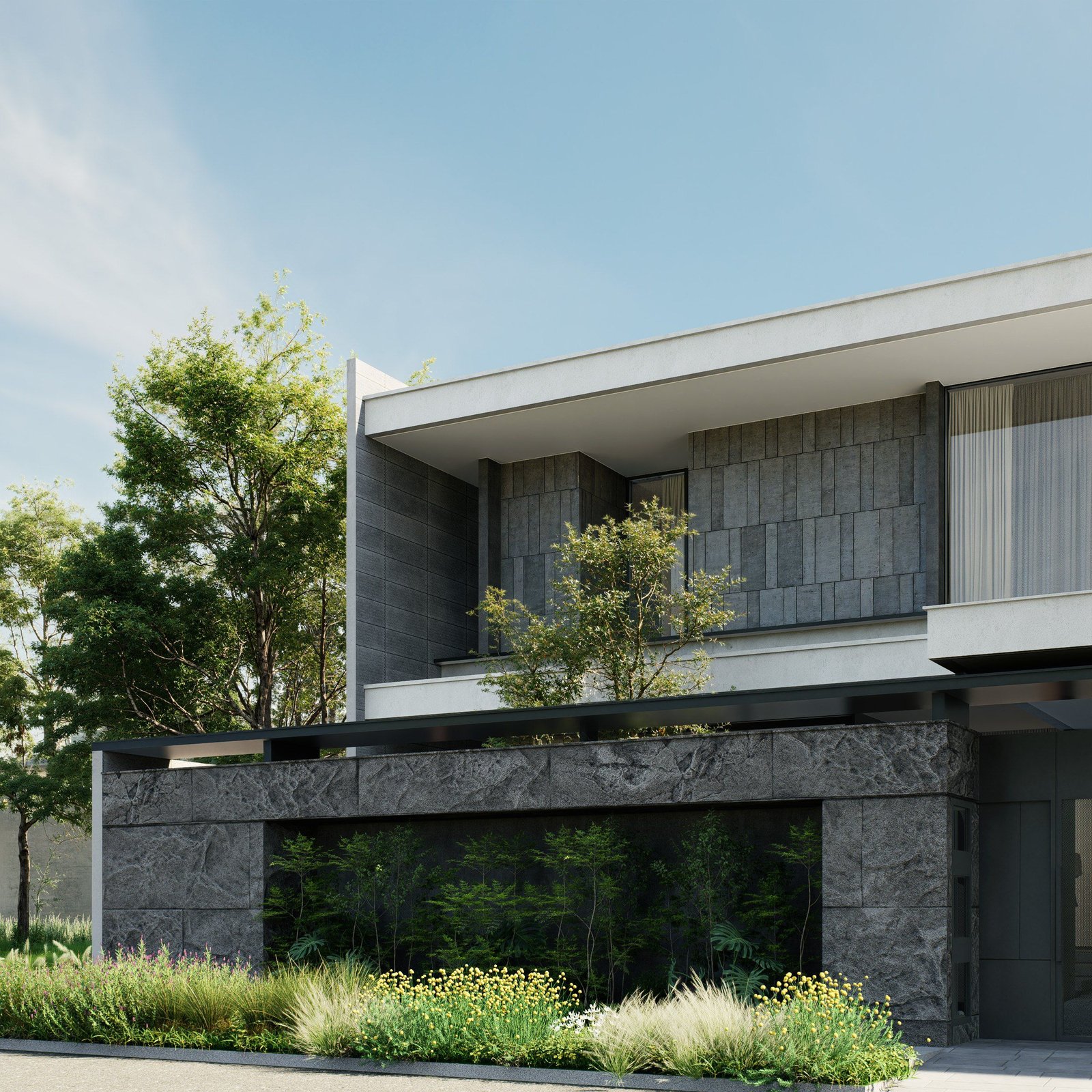 Facade, side view, Design